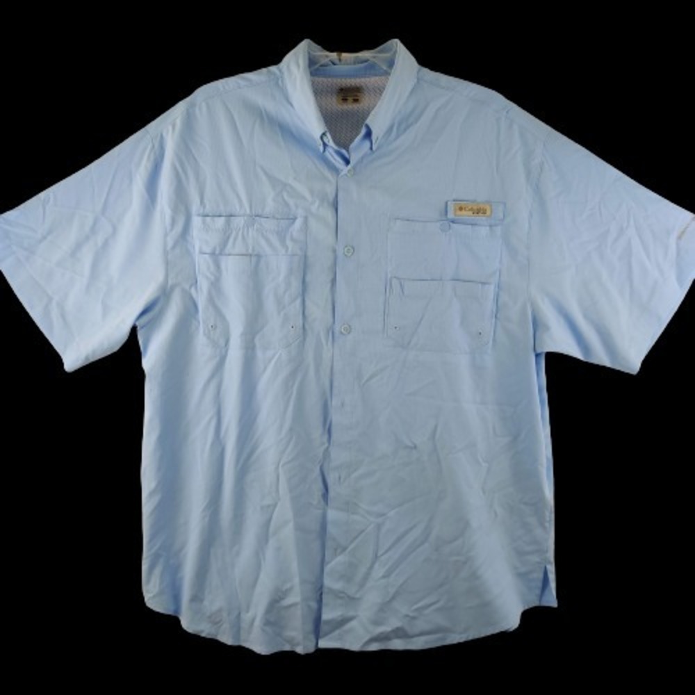 Columbia PFG Mens Large Omni Shade Lightweight Fishing Shirt Blue Size L